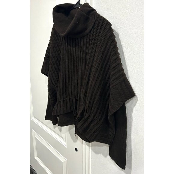 Cache Cache Cowl Neck Layered Pullover Sweater Brown Sz 4 Ribbed Knit Cozy - Picture 3 of 11